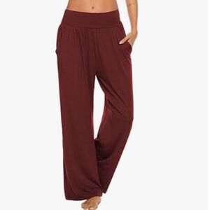 Womens Comfy Loose Casual Wide Leg Lounge Pants with Pockets Size L
